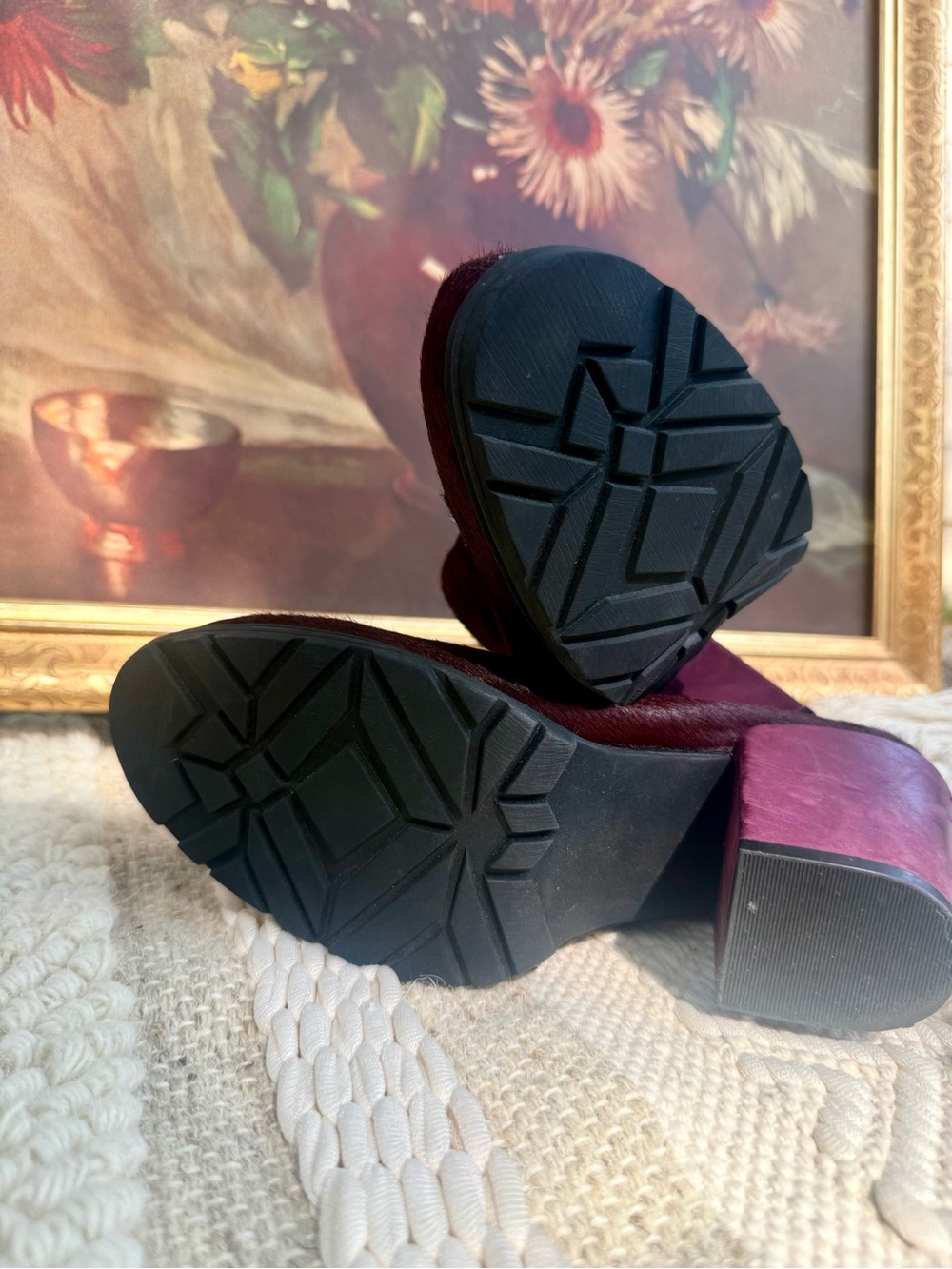 Women's Burgundy Mule Heels - Stylish Slip-On Block Heel - Picture 5 of 6